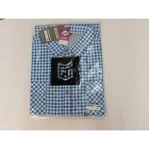 Freedom Industries Mens 2XL Button‎ Down Shirt Blue Gingham Check  / #9171